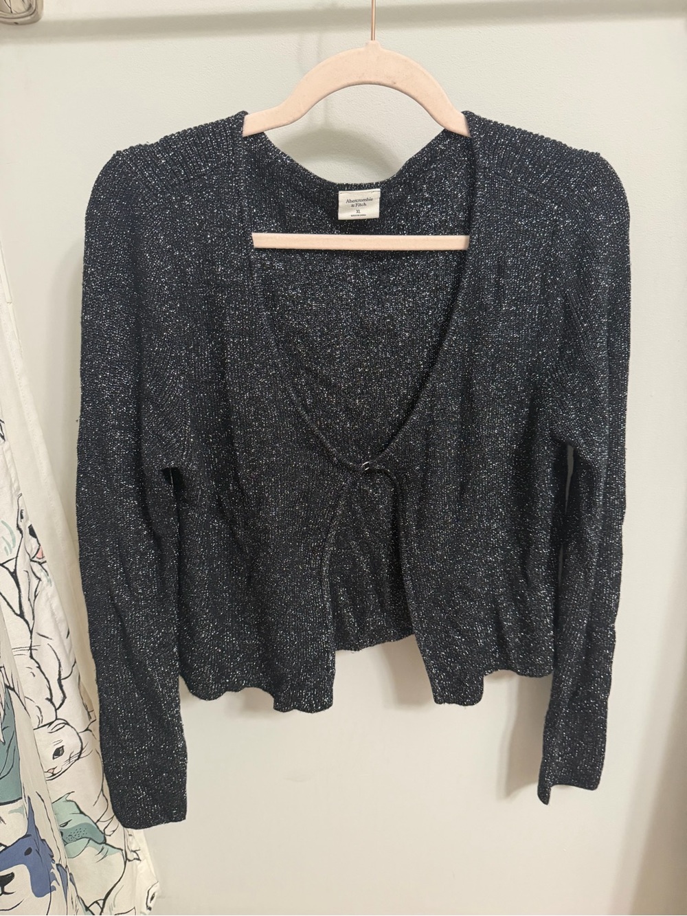 Abercrombie & Fitch Black Metallic Tie-Front Cardigan